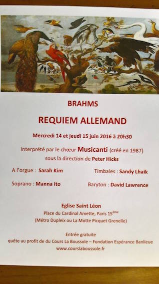 Le requiem allemand de Brahms présenté par le choeur Musicanti